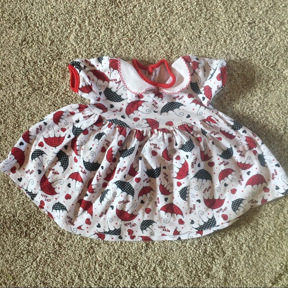 Handmade 100% cotton baby dress with umbrellas